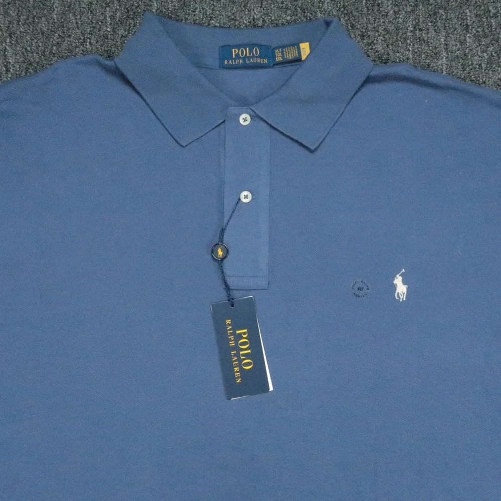 Polo Ralph Lauren Shirt Mens XL Tall Blue Short Sleeve Classic Pique XLT